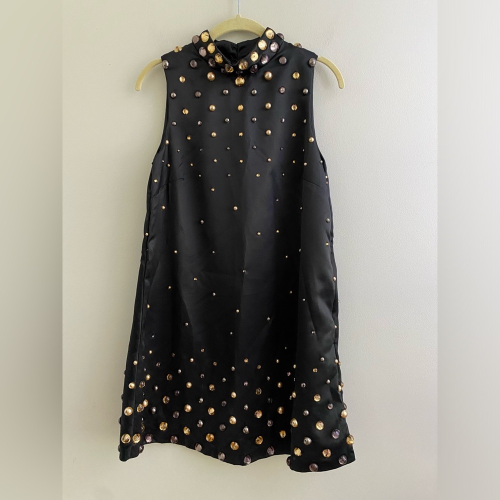 Anthropologie Tanvi Kedia Sleeveless Shine Mini Dress XS new with tag black - Picture 5 of 6